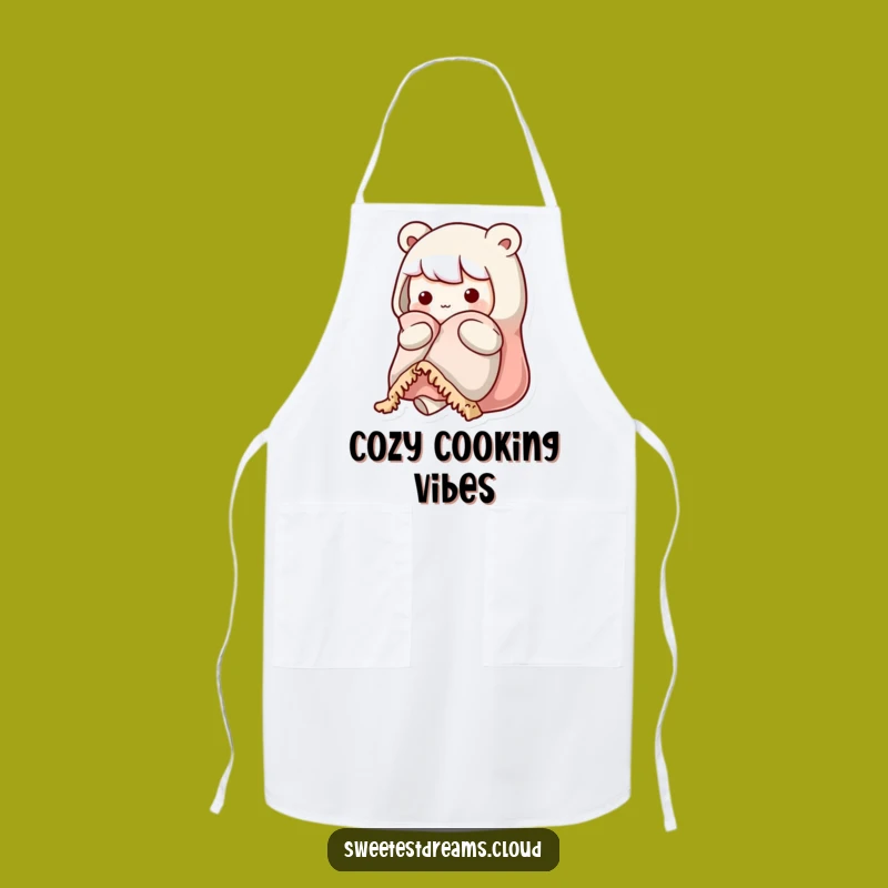 Funny Kawaii Cozy Character Apron: Warm Blanket Kitchen Comfort