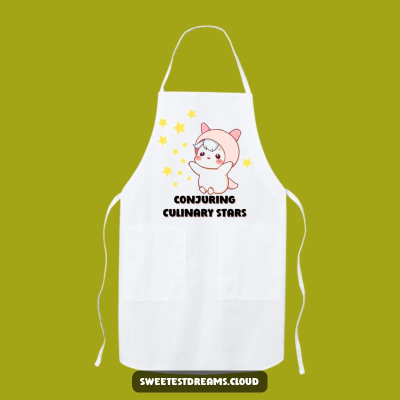 Funny Kawaii Star Toss Apron: Night Sky Character for a Magical Kitchen