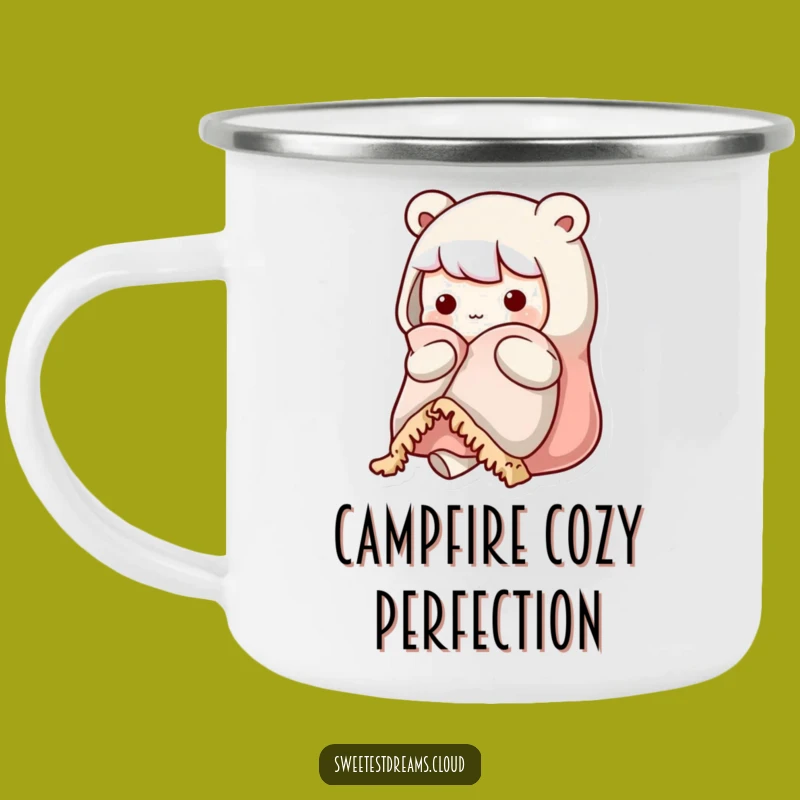 Funny Kawaii Cozy Character Camping Mug: Warm Blanket Outdoor Comfort