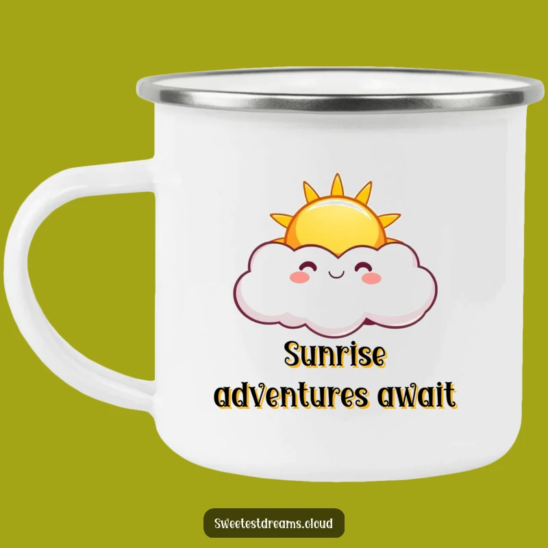 Funny Sunny Cloud Camping Mug: Bright Sun Art, Outdoor Gift