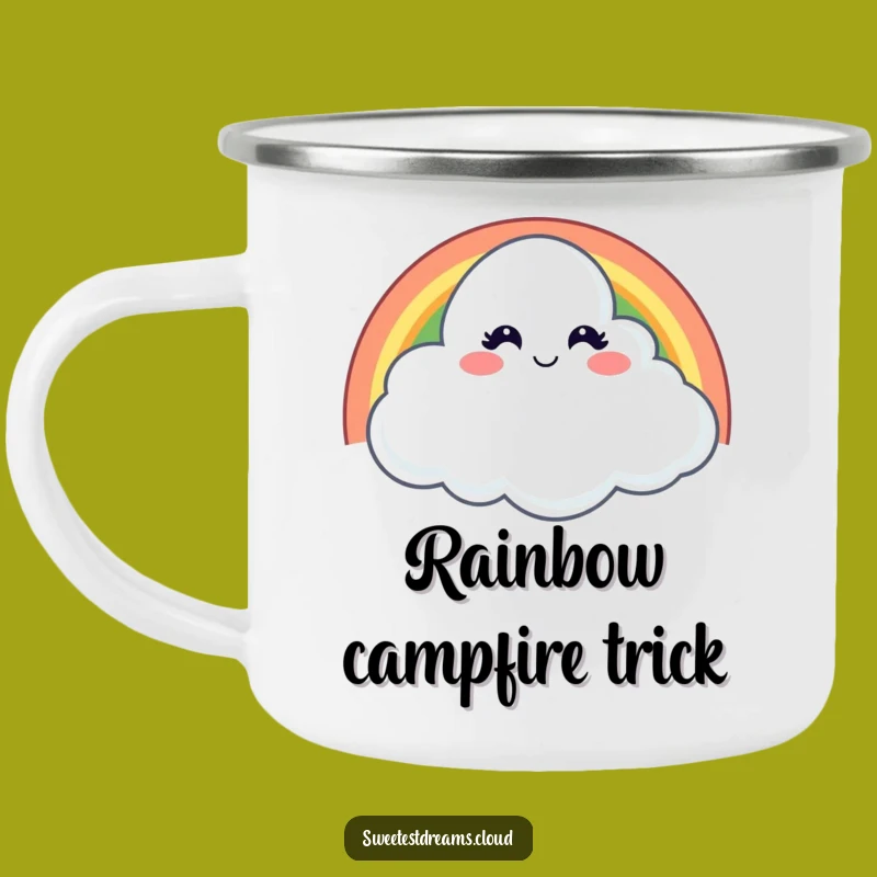 Funny Winking Cloud Camping Mug: Enjoy Outdoors with Rainbow Fun