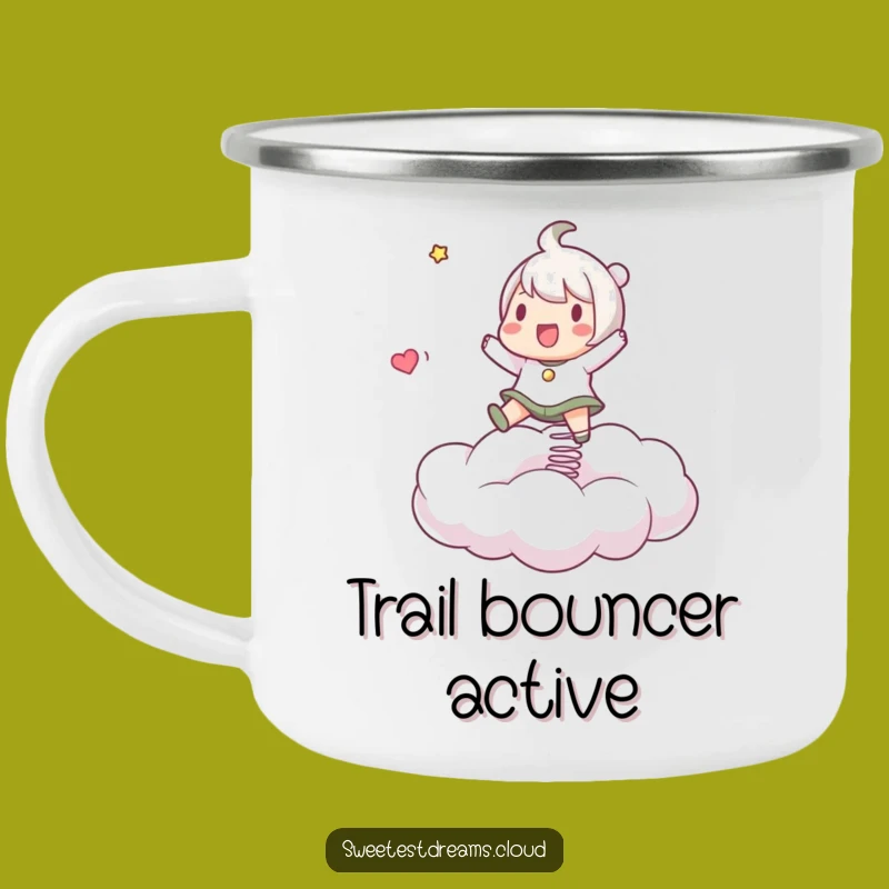 Funny Cloud Bouncer Camping Mug: Adventure Character Art, Great Funny Gift