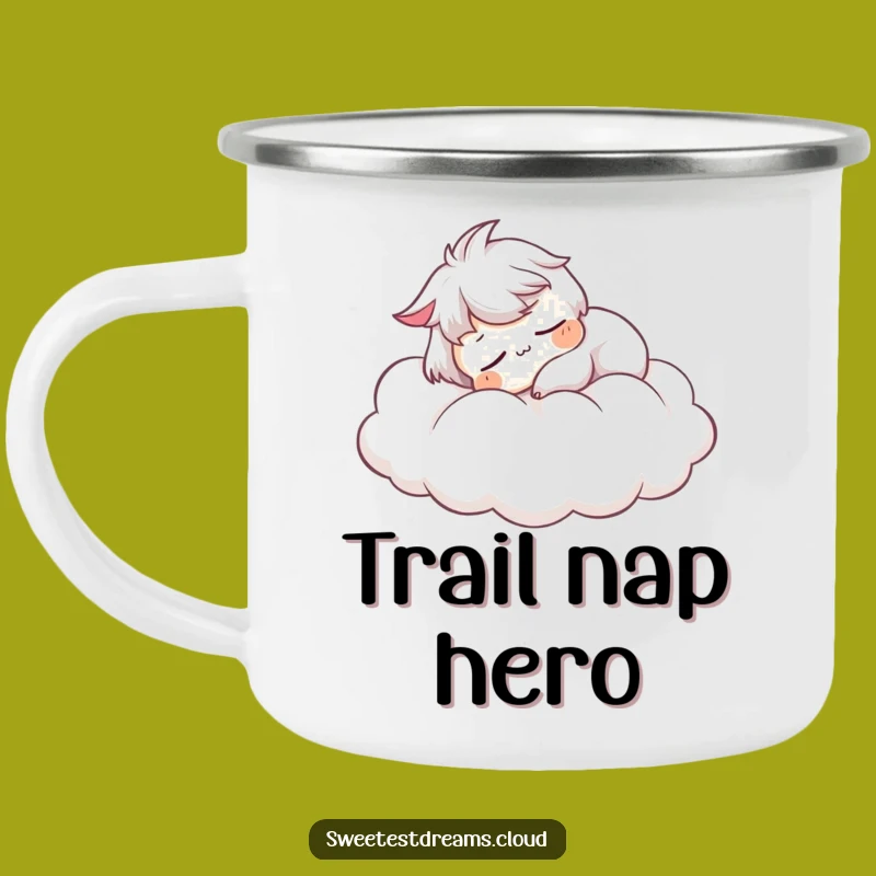 Funny Outdoor Sleep Mug: Serene Cloud Character Camp Mug, Wonderful Funny Gift