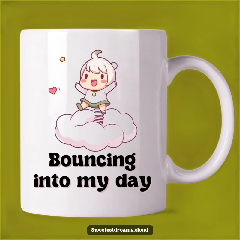 Funny Bouncing Cloud Character Mug: Joyful Design, Perfect Funny Gift