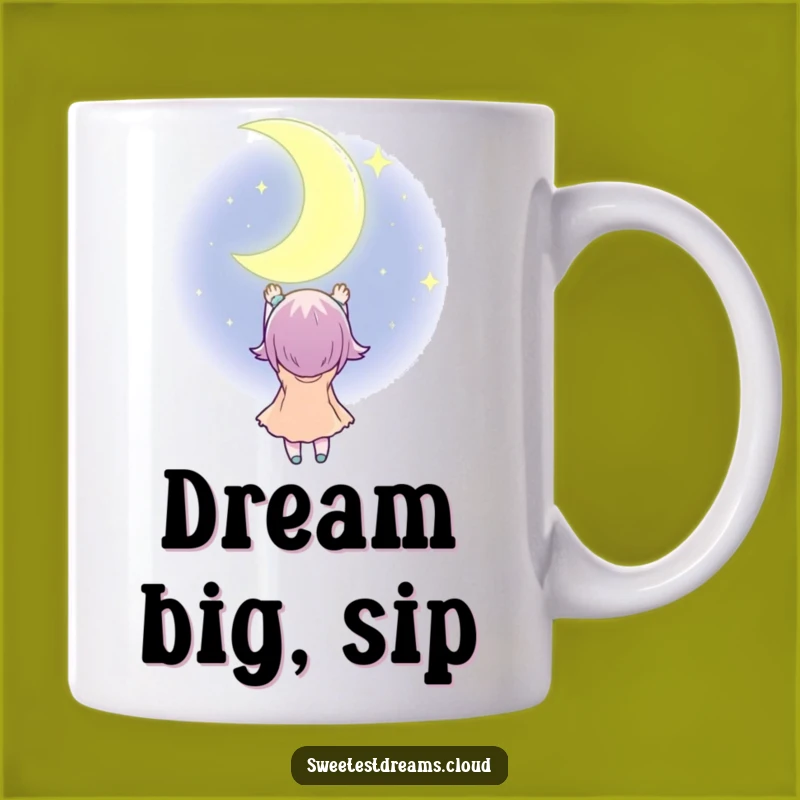 Funny Moon Dream Mug: Reach for Stars, Whimsical Funny Gift for Dreamers