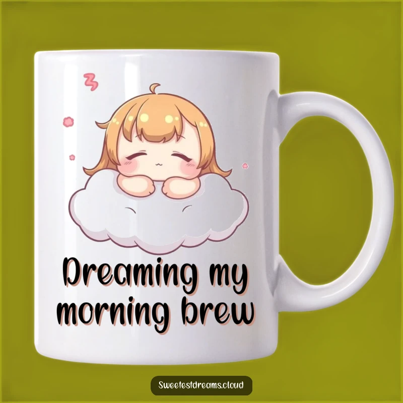 Funny Kawaii Dreamer Mug: Peaceful Cloud Character for Relaxing Mornings