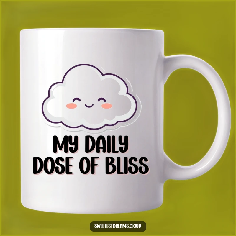 Funny Happy Cloud Face Mug - Serene & Joyful Sleepy Cloud, Perfect Gift