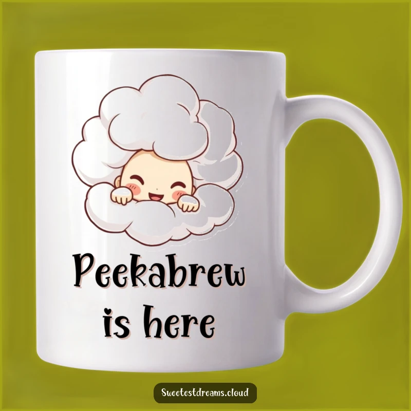Funny Mischievous Cloud Peeker Mug: Witty Character Art, Perfect Funny Gift