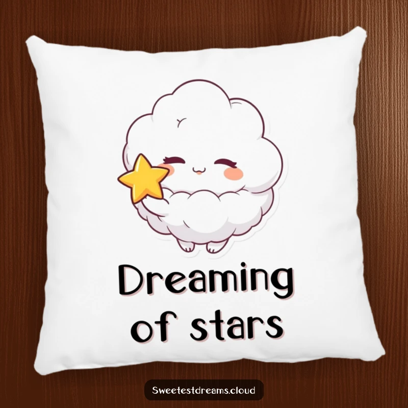 Funny pillow with a fluffy cloud character playfully winking and holding a star, offering soft comfort and a dreamy, humorous design.