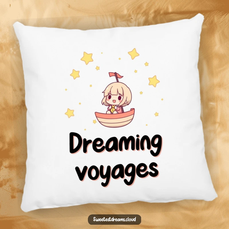 Funny pillow depicting a character sailing through a starry sky, offering comfort and a touch of cosmic magic.