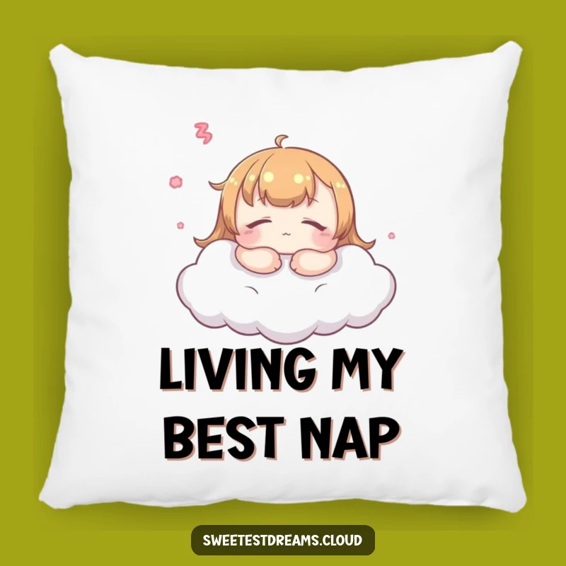 Funny Kawaii Dreamer Pillow: Peaceful Cloud Character Cushion for Relaxation