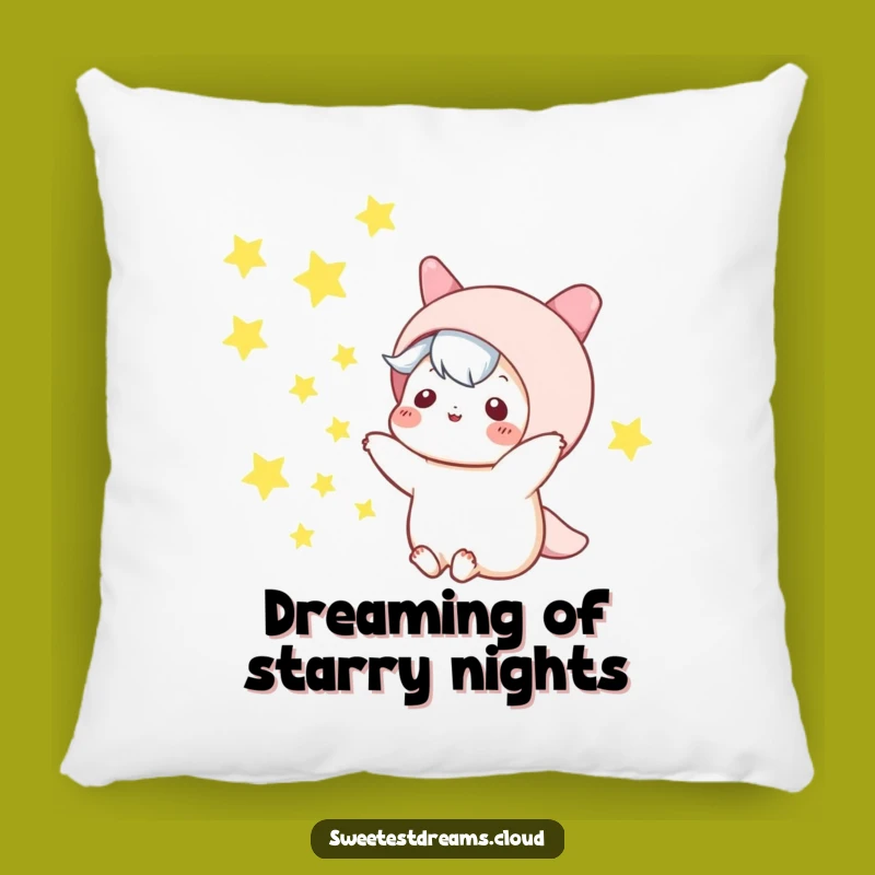Funny Kawaii Star Toss Pillow: Night Sky Character Cushion for Sweet Dreams
