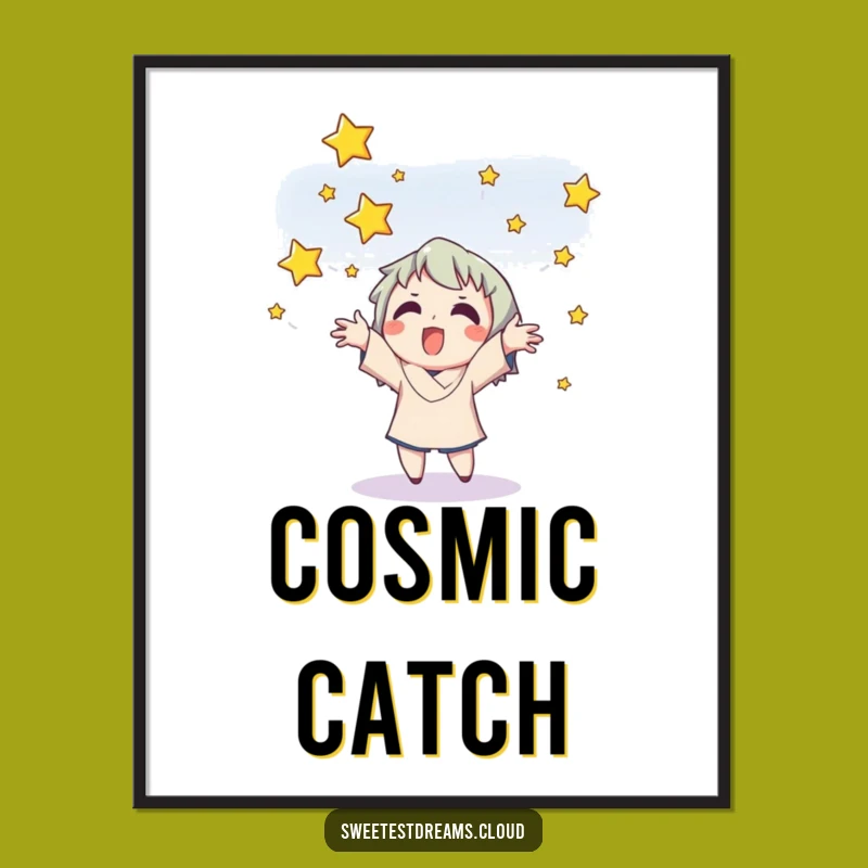 Funny Star Catcher Digital Art: Downloadable Whimsy for Your Walls
