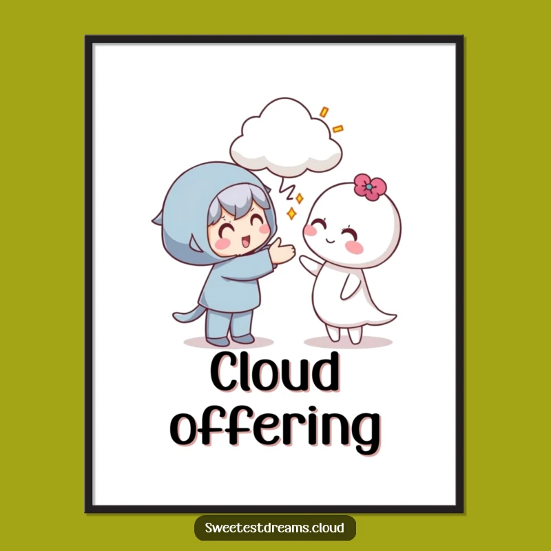 Funny Cloud Gifter Digital Art: Downloadable Kindness for Your Walls