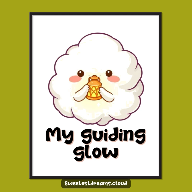 Funny Cloud Lantern Digital Art - Whimsical Decor Gift