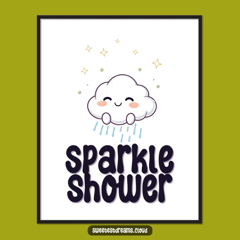 Funny Cloud Raindrops Digital Art - Instant Cheerful Decor