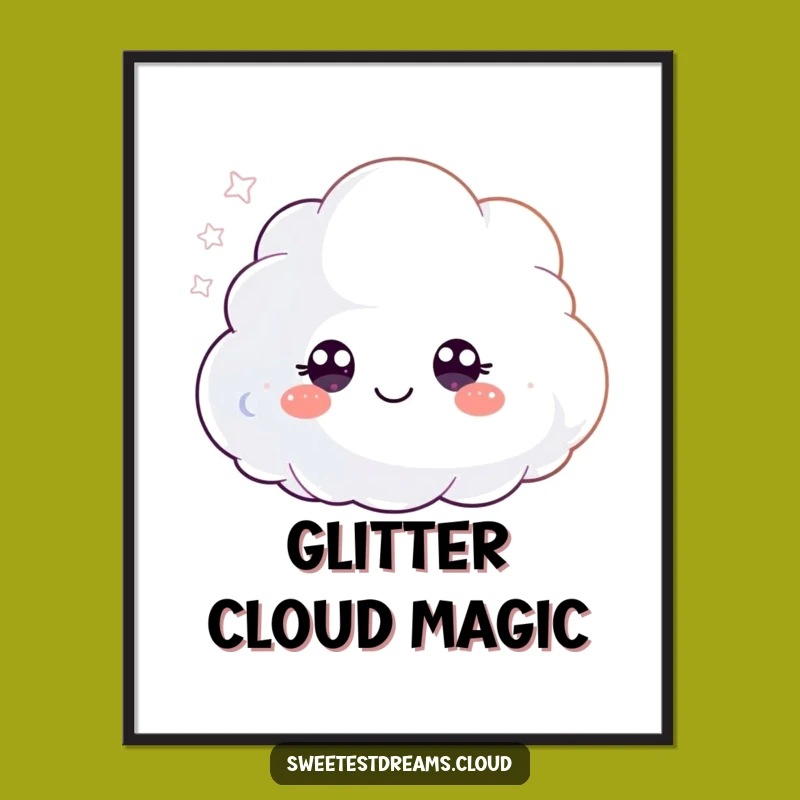 Funny Glitter Cloud Digital Art - Instant Magical Decor