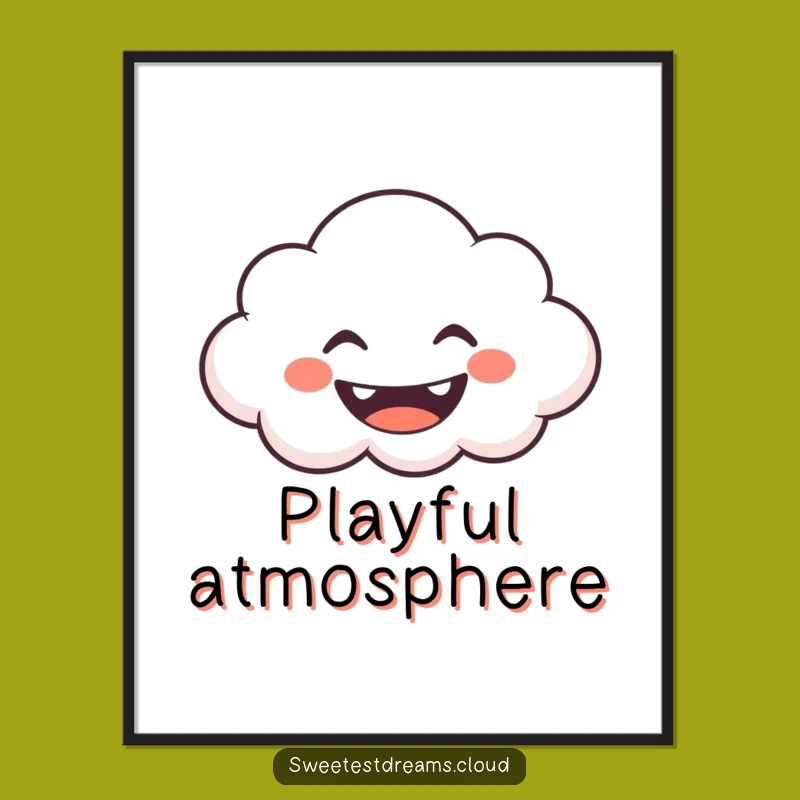 Funny Grinning Cloud Digital Art: Downloadable Whimsy, Perfect Funny Gift
