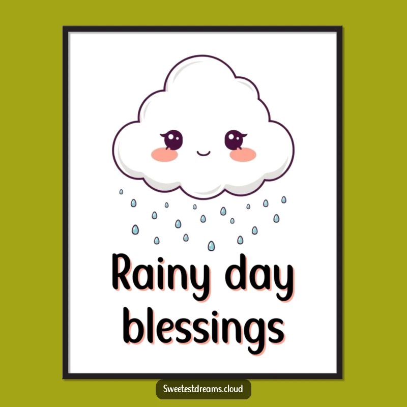 Funny Sparkle Digital Art - Cloud Rain Print for Humorous Decor