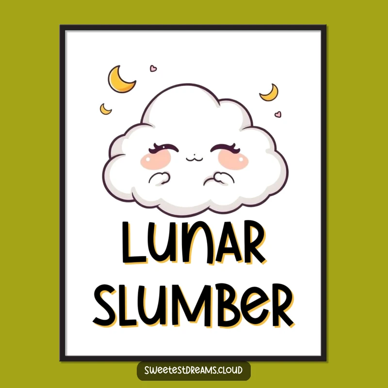 Funny Cloud Dreaming Moon Digital Art - Instant Peaceful Decor