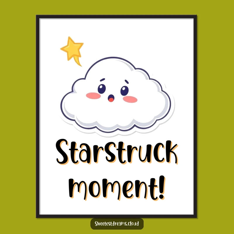 Funny Cloud Digital Art: Surprised by a Star, Instant Gift!