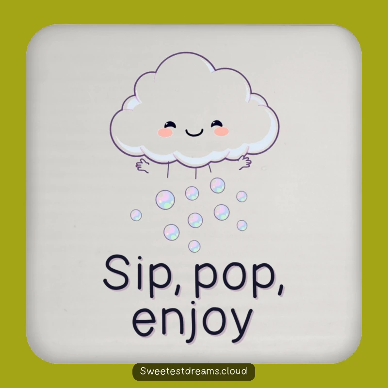 Funny Cloud Catching Bubbles Coaster - Protect Surfaces with Playful Charm