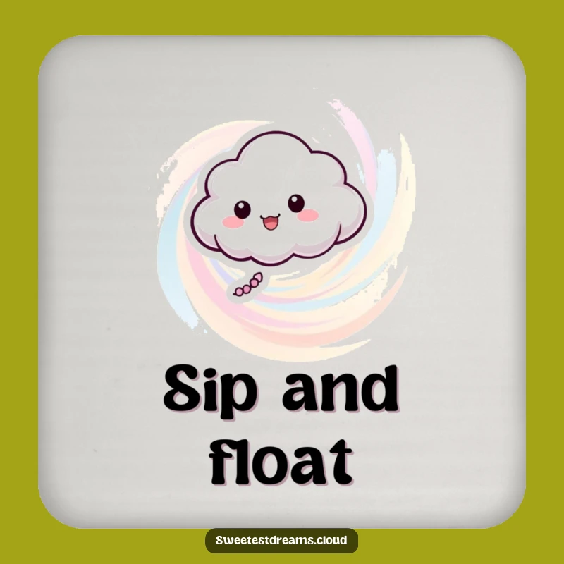 Funny Cloud Character Pastel Swirl Coaster - Protect Surfaces with Style