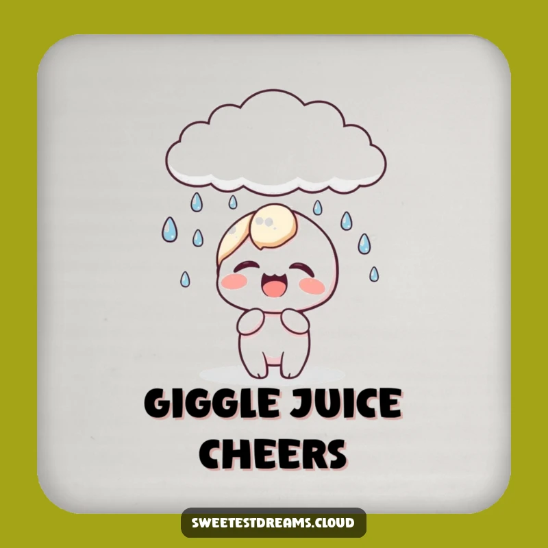 Funny Kawaii Dewdrop Giggle Coaster: Playful Cloud Drink Protector
