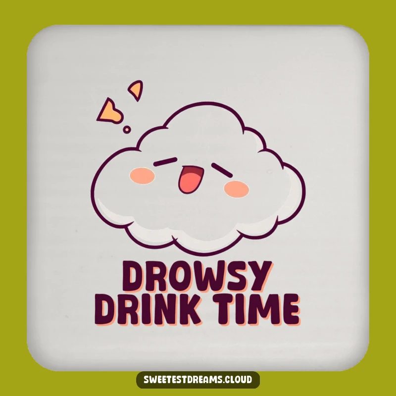 Funny Sleepy Cloud Drink Coaster: Relatable Yawning Table Protection Gift
