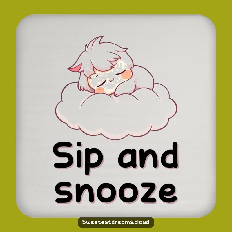 Funny Snoozing Cloud Coaster: Serene Character Drink Mat, Cool Funny Gift