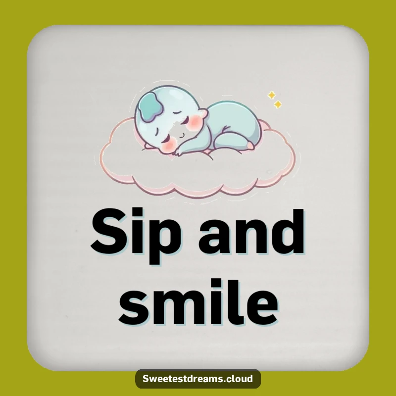 Funny Peaceful Sleeper Coaster: Cloud Smile Decor, Protect Surfaces with Humor Funny Gift
