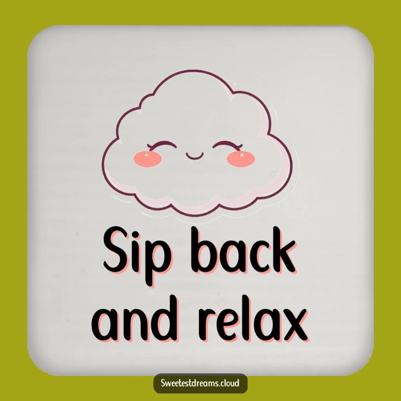 Funny Serene Cloud Coaster - Protect Surfaces with Peaceful Humor
