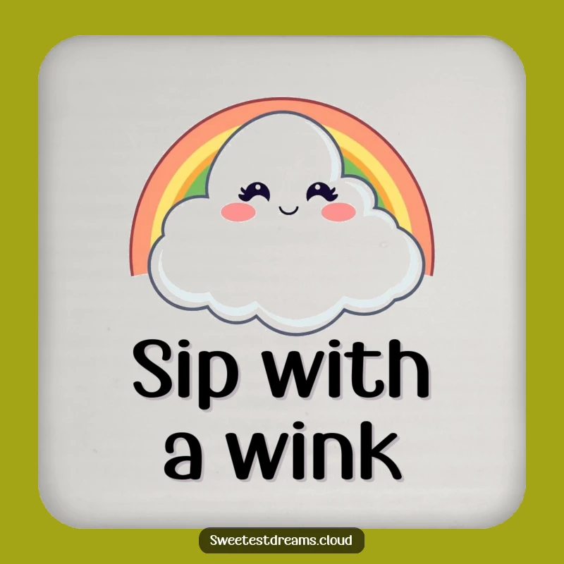 Funny Winking Cloud Coaster: Protect Surfaces with Playful Charm