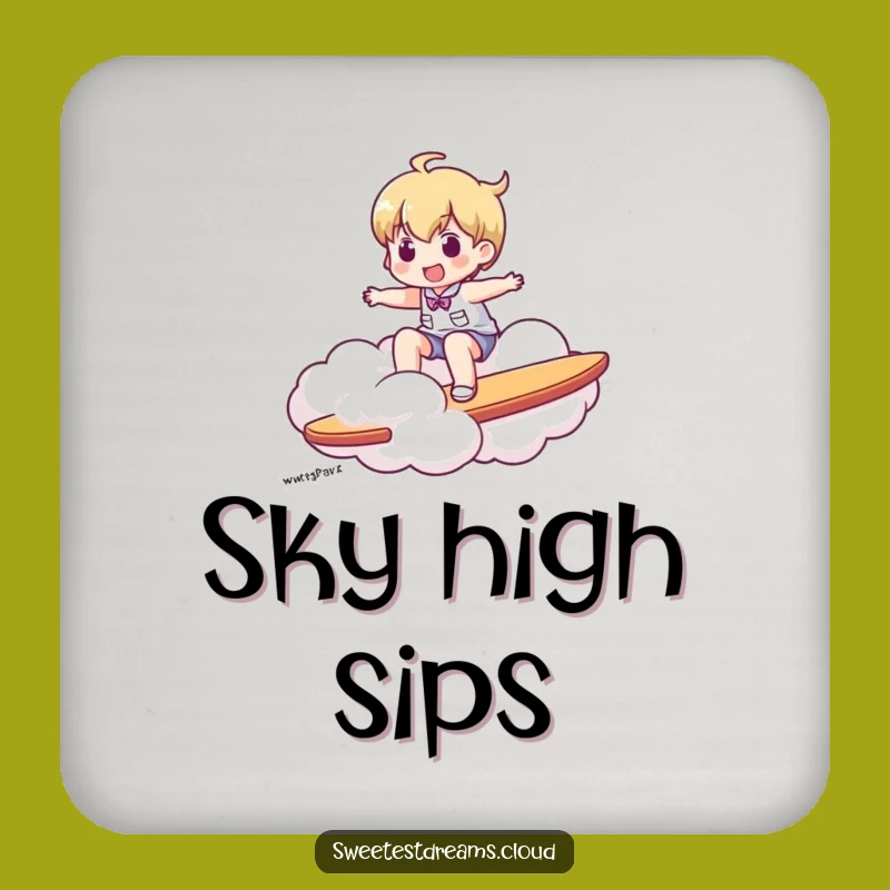Funny Cloud Surfer Coaster Set: Protect Surfaces with Sky-High Style