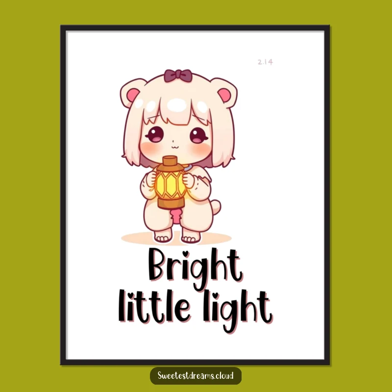 Funny Kawaii Lantern Poster: Glowing Light Adventure Decor