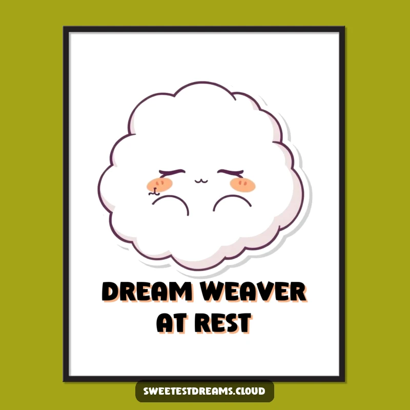 Funny Dreaming Cloud Poster: Peaceful Art Gift for Calm Spaces