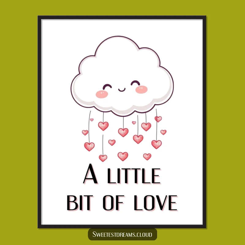 Funny Cloud Raining Hearts Poster - Adorable Wall Art Gift