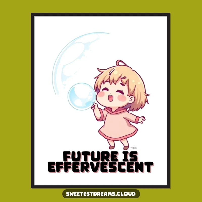 Funny Dream Bubble Poster: Artful Character Blowing Dreams, Inspiring Funny Gift