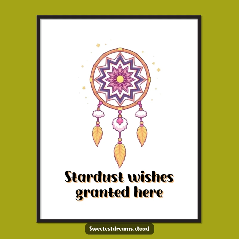 Funny Dream Catcher Poster: Whimsical Stardust & Cloud Art, Wall Decor Gift