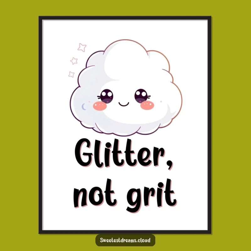 Funny Glitter Cloud Poster - Magical Wall Art Funny Gift