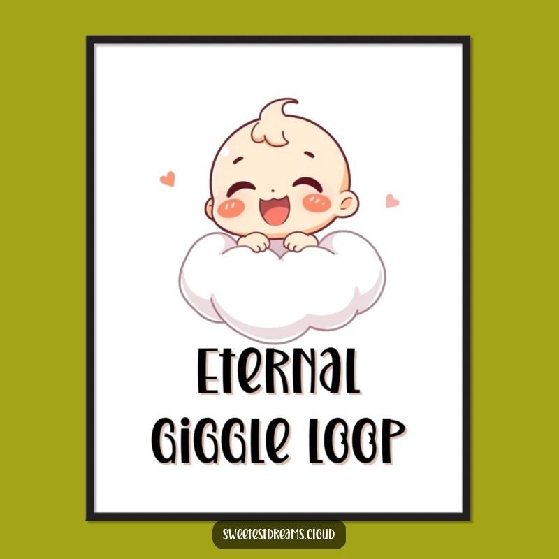 Funny Joyful Character Cloud Poster: Giggling Wall Art for Happiness