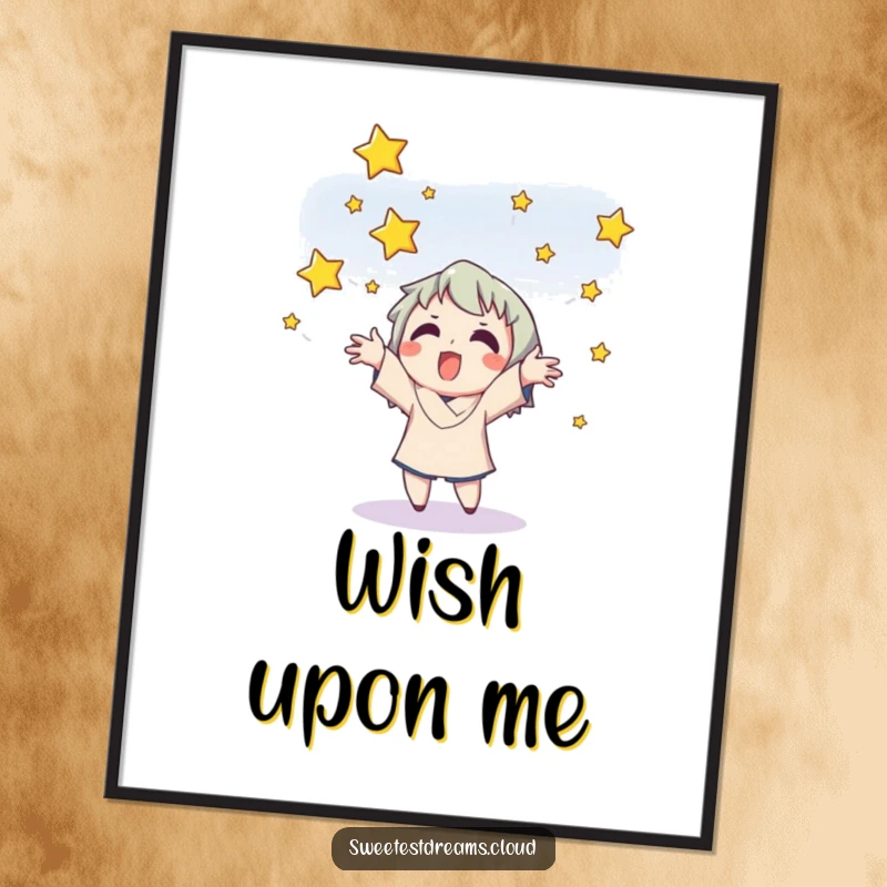 Funny poster art showing a character enthusiastically catching a cascade of glowing stars with their hands.