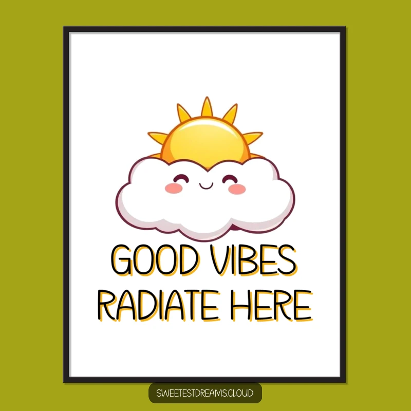Funny Sunny Sun Poster: Playful Cloud Art, Cheerful Wall Decor Gift