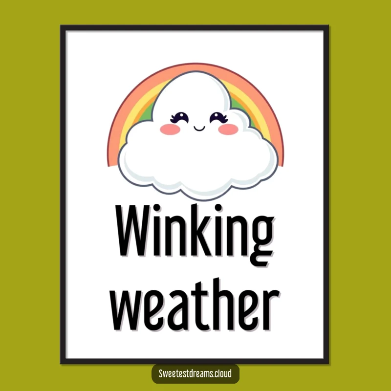 Funny Winking Cloud Poster: Playful Rainbow Art for Cheerful Spaces