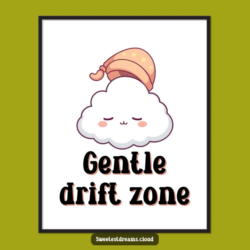 Funny Sleeping Cloud Poster: Cozy Art Gift for Calm Spaces