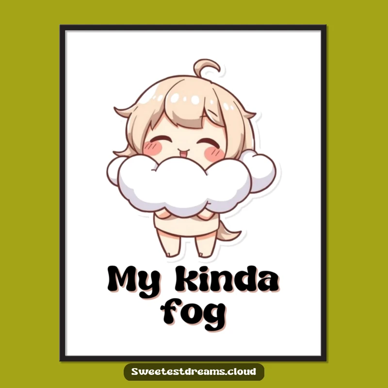 Funny Cloud Blower Poster: Whimsical Character Art for a Playful Funny Gift