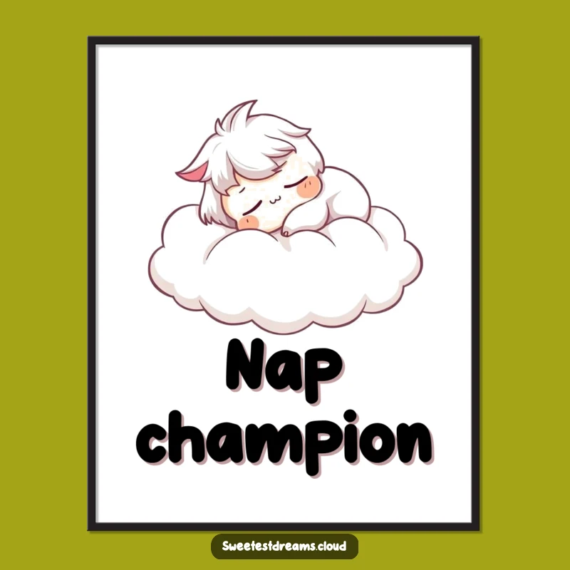 Funny Snoozing Cloud Poster: Serene Character Art, Wonderful Funny Gift