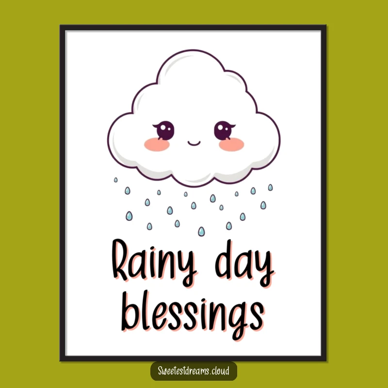 Funny Sparkle Cloud Poster - Gentle Rain Art Print for Whimsical Decor