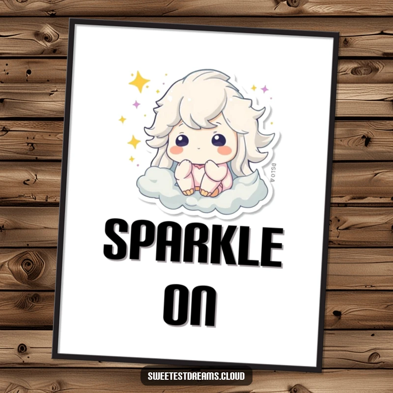 Funny poster art depicting a character enveloped in a halo of sparkling dust, signifying deep thought and dreams.