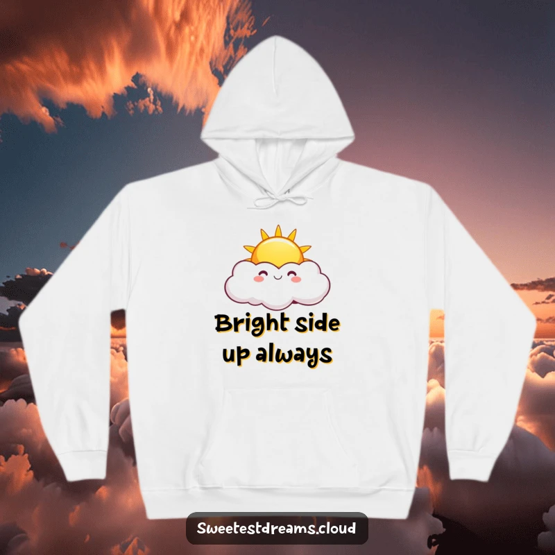 Funny Sun Hoodie with a playful design of a smiling sun peeking from clouds, offering warmth and humorous, cheerful vibes.